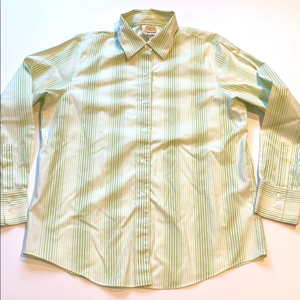 Talbots SZ 10 Striped Cotton Button Shirt Long Sleeve D11